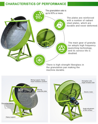 Disco granulador de panela de 1200*950*1300mm para produção de fertilizantes orgânicos de alto desempenho
