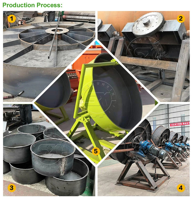 Linha de produção de fertilizantes orgânicos de esterco animal Granulador de disco com 1,2 kW de potência